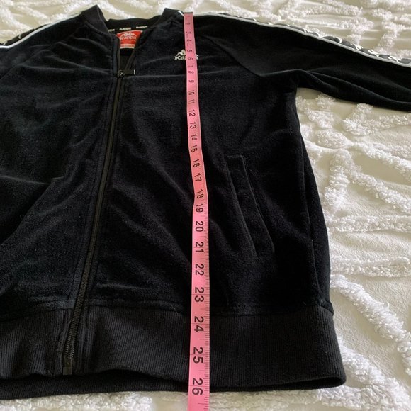 Kappa Y2K Velour Full Zip Track Jacket Black Omini Logo Women’s Streetwear - Picture 9 of 13